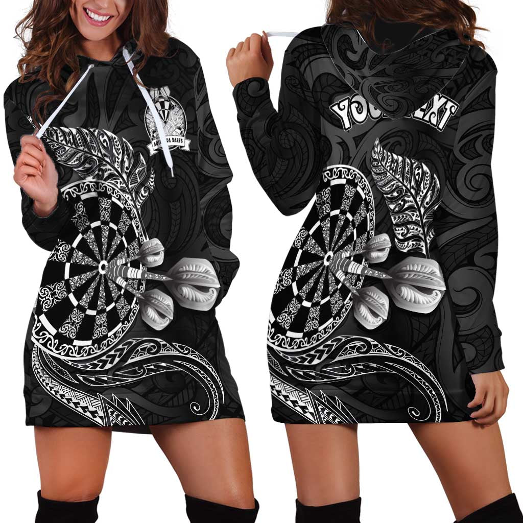 Personalised New Zealand Aotearoa Darts Masters Hoodie Dress Tribal Silver Fern and Ta Moko Dartboard LT03 - Polynesian Pride