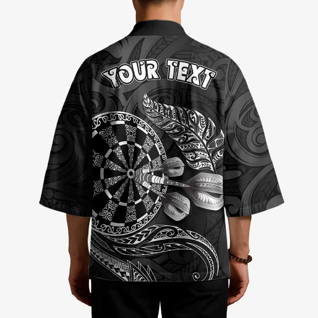 Personalised New Zealand Aotearoa Darts Masters Kimono Tribal Silver Fern and Ta Moko Dartboard LT03 - Polynesian Pride