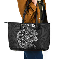Personalised New Zealand Aotearoa Darts Masters Leather Tote Bag Tribal Silver Fern and Ta Moko Dartboard LT03 - Polynesian Pride