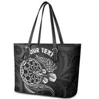 Personalised New Zealand Aotearoa Darts Masters Leather Tote Bag Tribal Silver Fern and Ta Moko Dartboard LT03 - Polynesian Pride