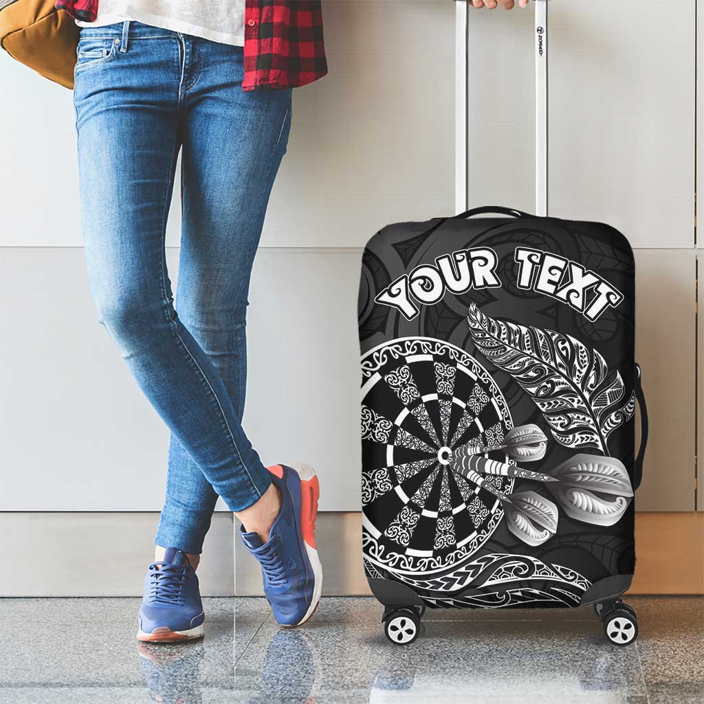 Personalised New Zealand Aotearoa Darts Masters Luggage Cover Tribal Silver Fern and Ta Moko Dartboard - Polynesian Pride