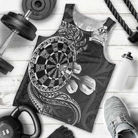 Personalised New Zealand Aotearoa Darts Masters Men Tank Top Tribal Silver Fern and Ta Moko Dartboard LT03 - Polynesian Pride
