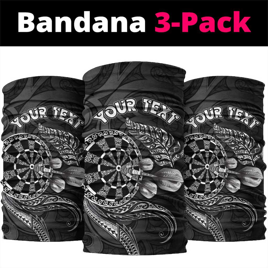 Personalised New Zealand Aotearoa Darts Masters Neck Gaiter Tribal Silver Fern and Ta Moko Dartboard LT03 package One Size: 25*50cm Black - Polynesian Pride