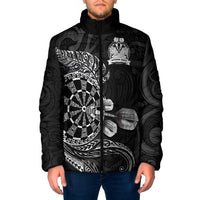 Personalised New Zealand Aotearoa Darts Masters Padded Jacket Tribal Silver Fern and Ta Moko Dartboard LT03 Men Black - Polynesian Pride