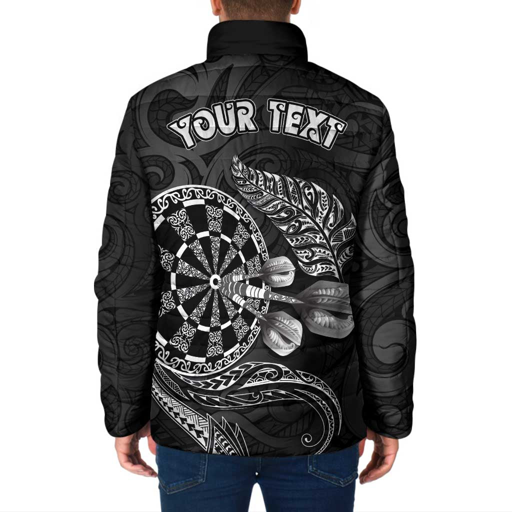 Personalised New Zealand Aotearoa Darts Masters Padded Jacket Tribal Silver Fern and Ta Moko Dartboard LT03 - Polynesian Pride