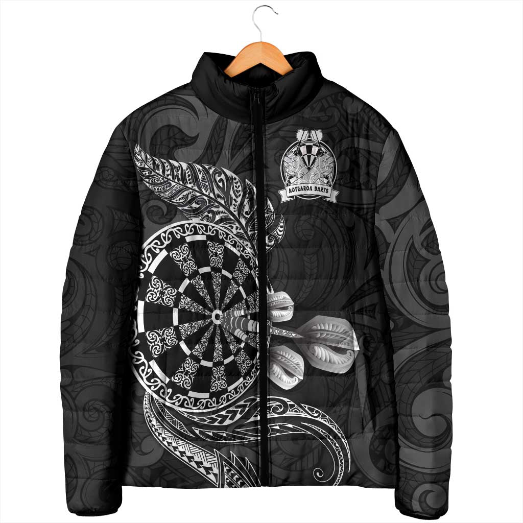 Personalised New Zealand Aotearoa Darts Masters Padded Jacket Tribal Silver Fern and Ta Moko Dartboard LT03 - Polynesian Pride