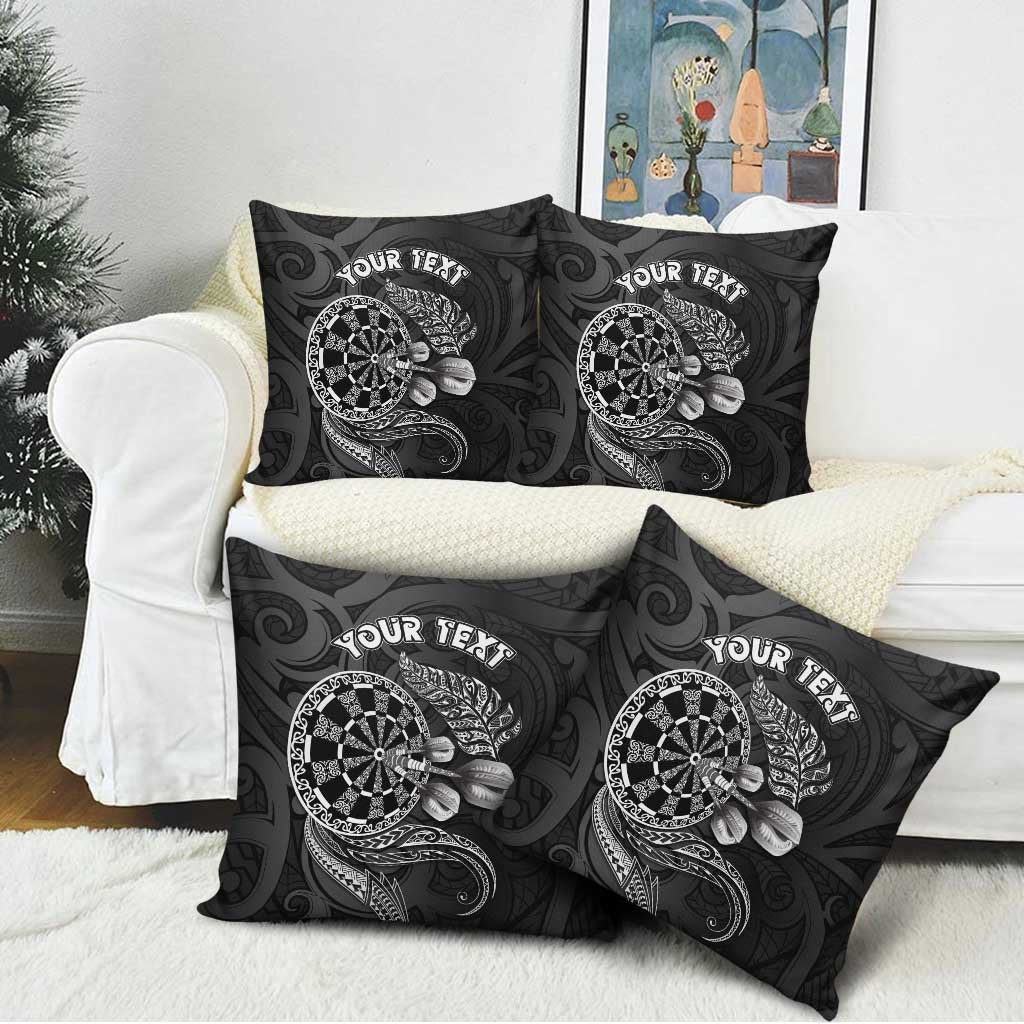 Personalised New Zealand Aotearoa Darts Masters Pillow Cover Tribal Silver Fern and Ta Moko Dartboard LT03 - Polynesian Pride