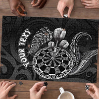 Personalised New Zealand Aotearoa Darts Masters Puzzle Tribal Silver Fern and Ta Moko Dartboard LT03 - Polynesian Pride