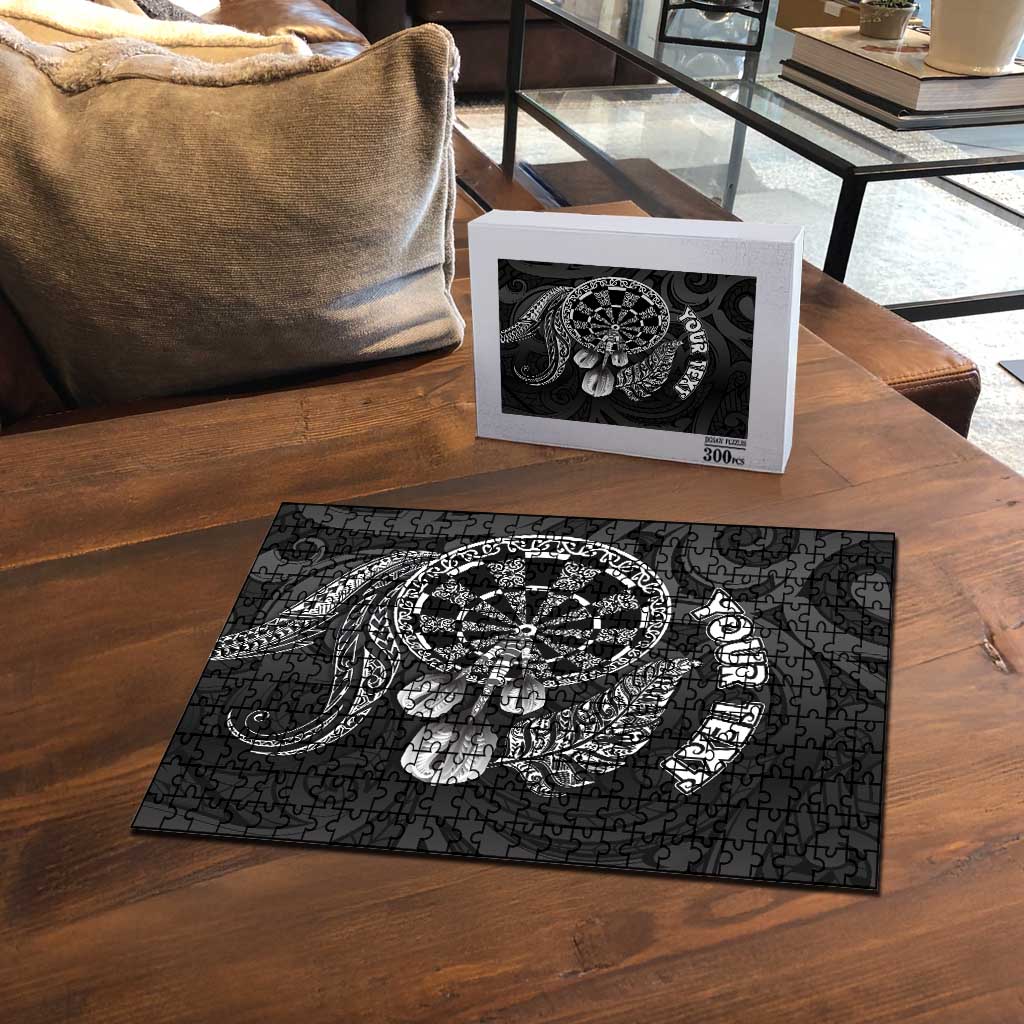Personalised New Zealand Aotearoa Darts Masters Puzzle Tribal Silver Fern and Ta Moko Dartboard LT03 - Polynesian Pride