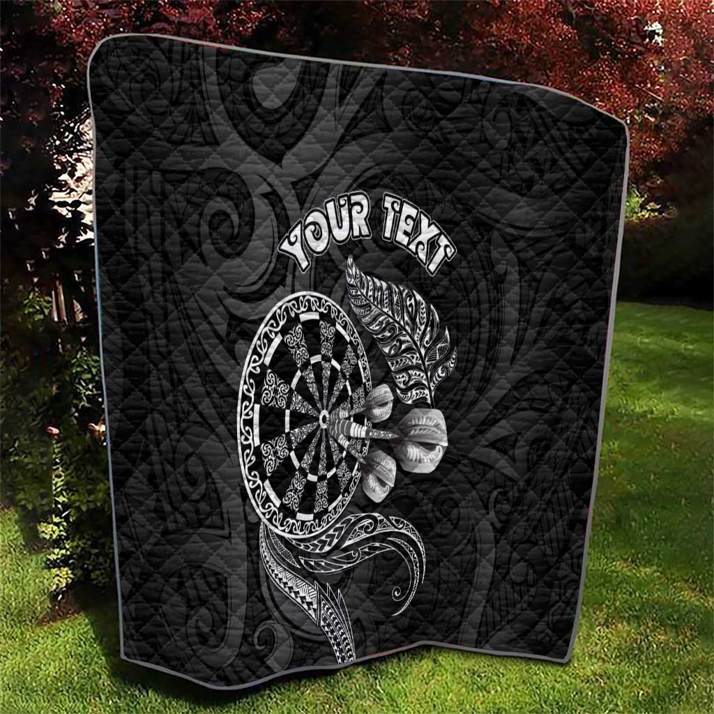 Personalised New Zealand Aotearoa Darts Masters Quilt Tribal Silver Fern and Ta Moko Dartboard LT03 - Polynesian Pride
