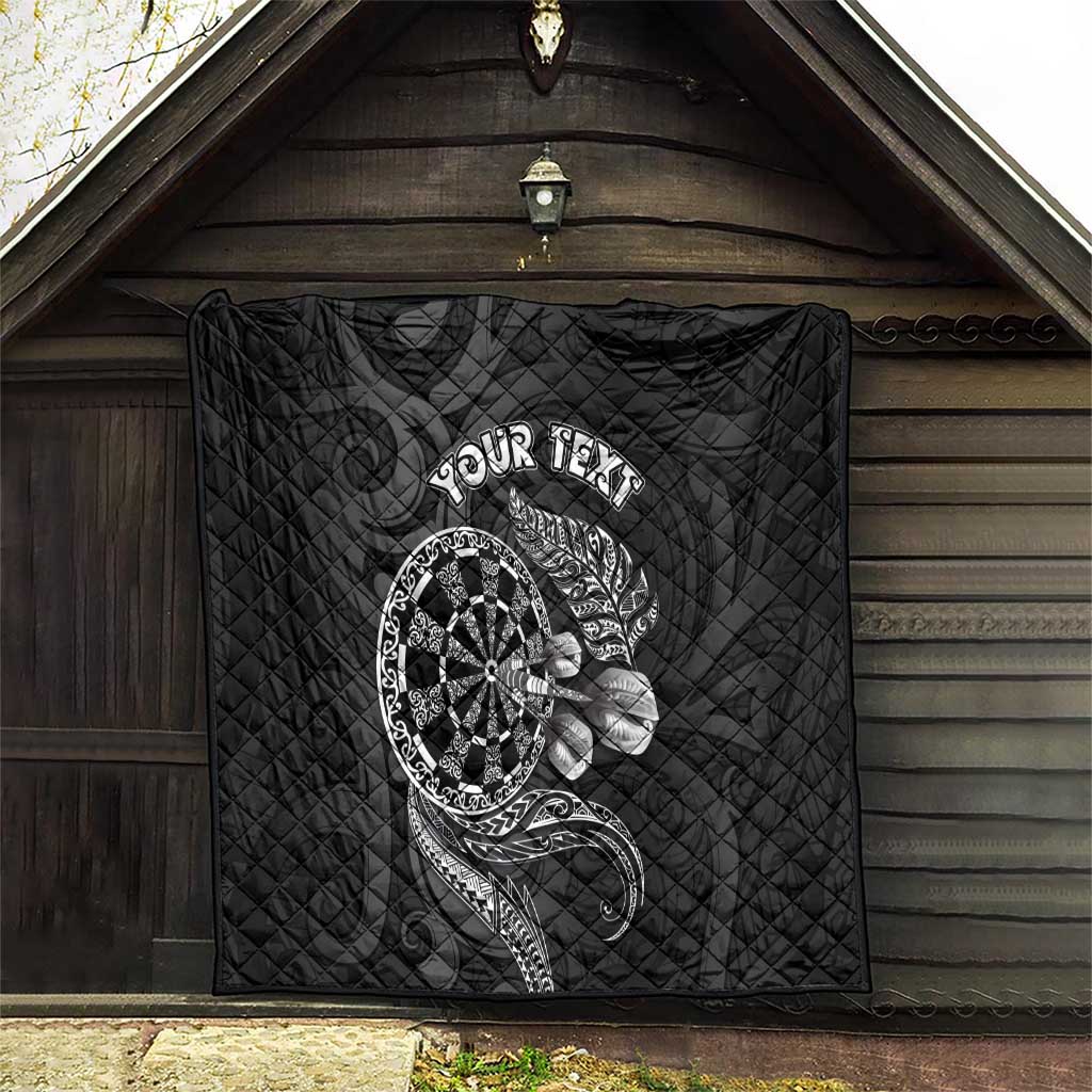 Personalised New Zealand Aotearoa Darts Masters Quilt Tribal Silver Fern and Ta Moko Dartboard LT03 - Polynesian Pride