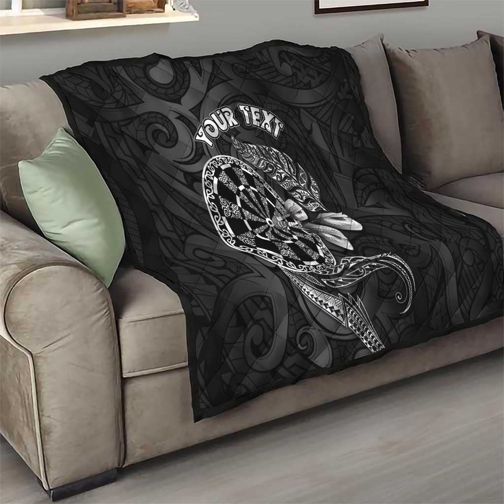 Personalised New Zealand Aotearoa Darts Masters Quilt Tribal Silver Fern and Ta Moko Dartboard LT03 - Polynesian Pride