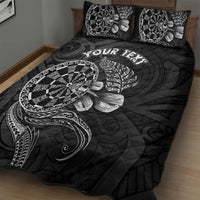 Personalised New Zealand Aotearoa Darts Masters Quilt Bed Set Tribal Silver Fern and Ta Moko Dartboard LT03 - Polynesian Pride
