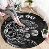 Personalised New Zealand Aotearoa Darts Masters Round Carpet Tribal Silver Fern and Ta Moko Dartboard LT03 - Polynesian Pride