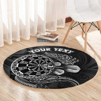 Personalised New Zealand Aotearoa Darts Masters Round Carpet Tribal Silver Fern and Ta Moko Dartboard LT03 - Polynesian Pride