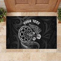 Personalised New Zealand Aotearoa Darts Masters Rubber Doormat Tribal Silver Fern and Ta Moko Dartboard LT03 Black - Polynesian Pride