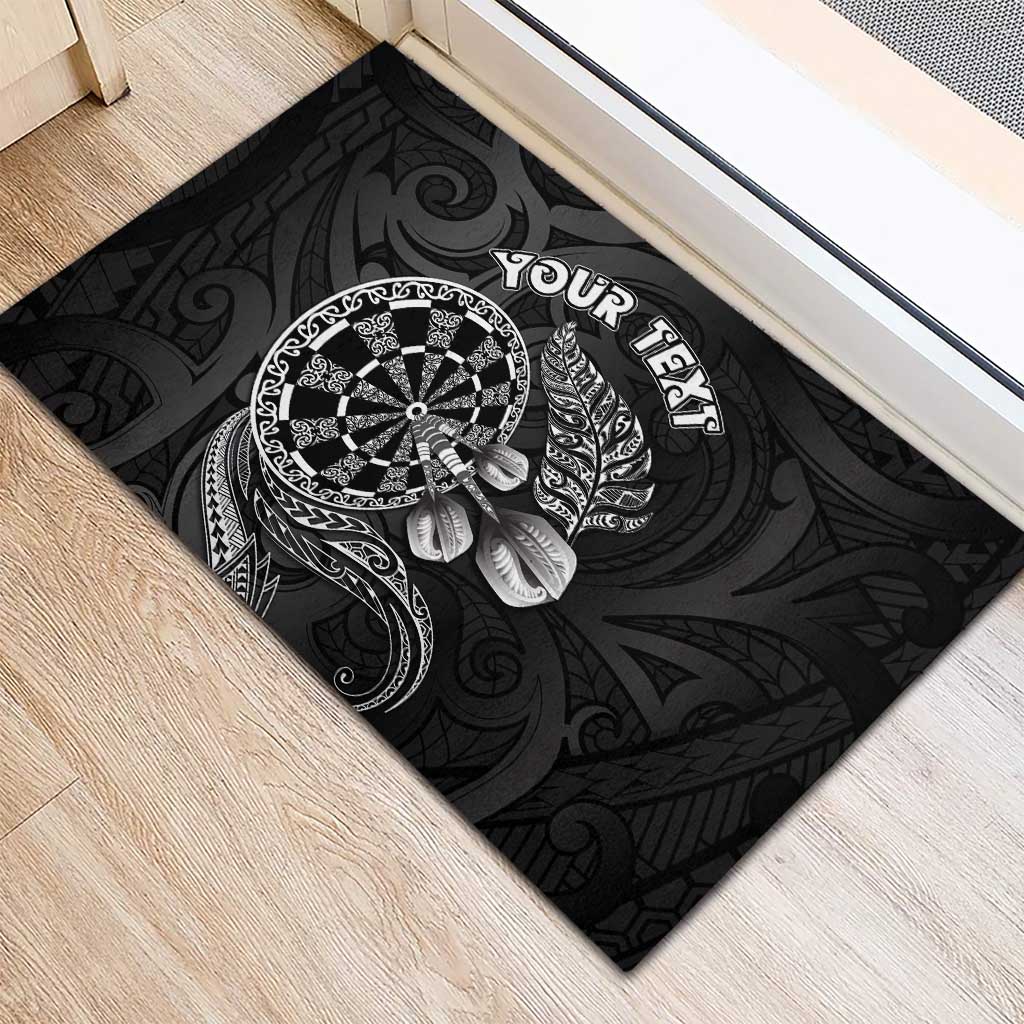 Personalised New Zealand Aotearoa Darts Masters Rubber Doormat Tribal Silver Fern and Ta Moko Dartboard LT03 - Polynesian Pride