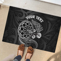 Personalised New Zealand Aotearoa Darts Masters Rubber Doormat Tribal Silver Fern and Ta Moko Dartboard LT03 - Polynesian Pride