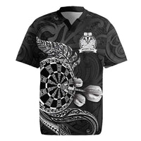 Personalised New Zealand Aotearoa Darts Masters Rugby Jersey Tribal Silver Fern and Ta Moko Dartboard LT03 Black - Polynesian Pride