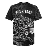 Personalised New Zealand Aotearoa Darts Masters Rugby Jersey Tribal Silver Fern and Ta Moko Dartboard LT03 - Polynesian Pride