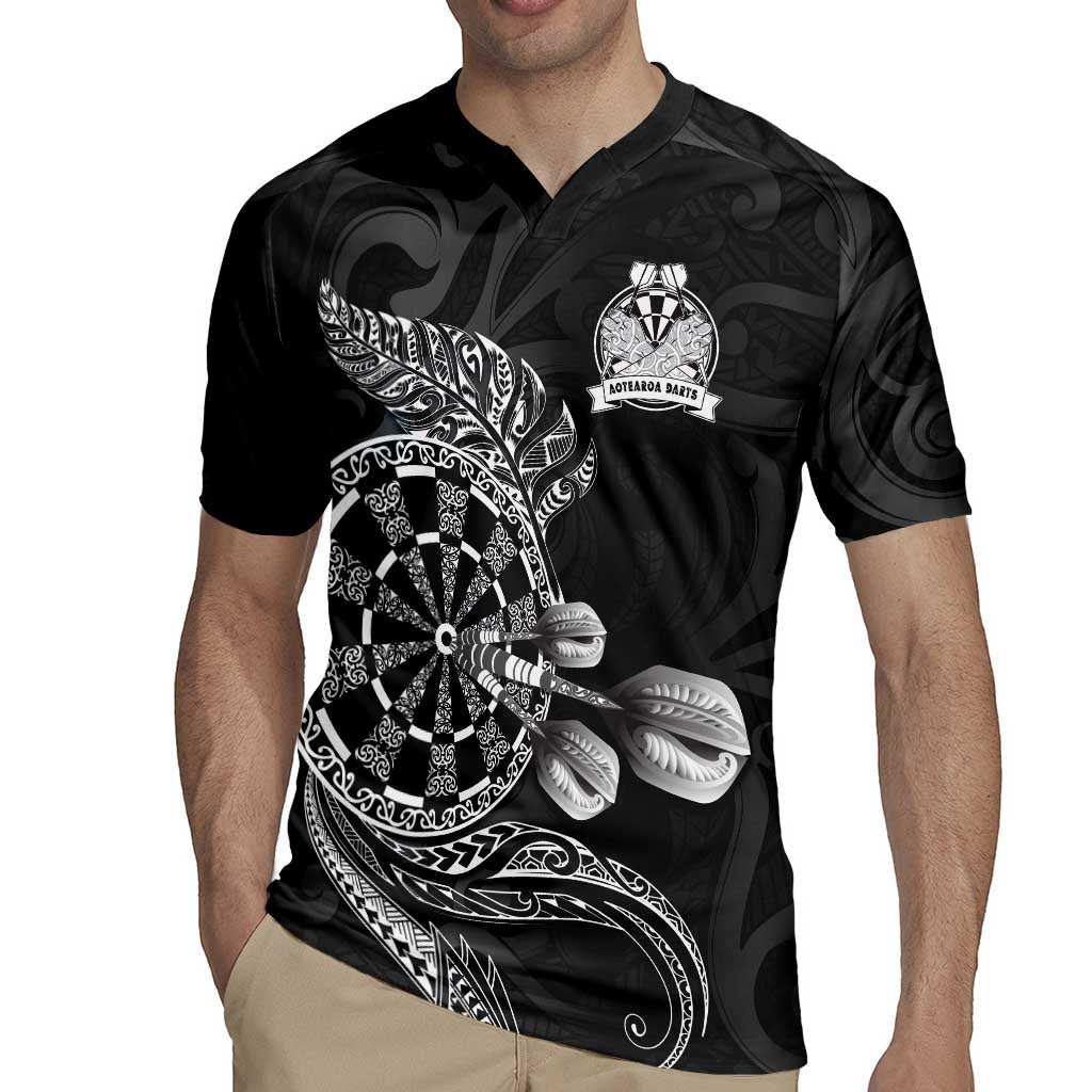 Personalised New Zealand Aotearoa Darts Masters Rugby Jersey Tribal Silver Fern and Ta Moko Dartboard LT03 - Polynesian Pride