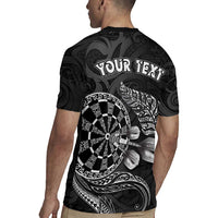 Personalised New Zealand Aotearoa Darts Masters Rugby Jersey Tribal Silver Fern and Ta Moko Dartboard LT03 - Polynesian Pride