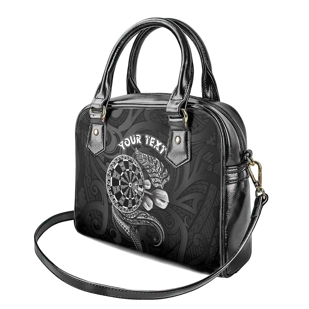 Personalised New Zealand Aotearoa Darts Masters Shoulder Handbag Tribal Silver Fern and Ta Moko Dartboard LT03 - Polynesian Pride