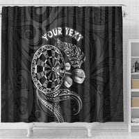 Personalised New Zealand Aotearoa Darts Masters Shower Curtain Tribal Silver Fern and Ta Moko Dartboard LT03 - Polynesian Pride