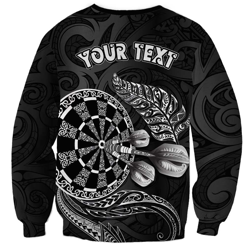 Personalised New Zealand Aotearoa Darts Masters Sweatshirt Tribal Silver Fern and Ta Moko Dartboard LT03 - Polynesian Pride
