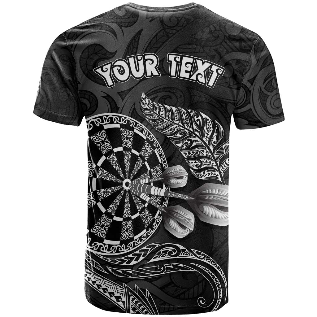 Personalised New Zealand Aotearoa Darts Masters T Shirt Tribal Silver Fern and Ta Moko Dartboard LT03 - Polynesian Pride