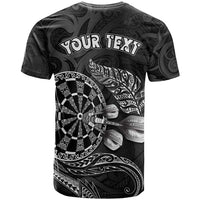 Personalised New Zealand Aotearoa Darts Masters T Shirt Tribal Silver Fern and Ta Moko Dartboard LT03 - Polynesian Pride