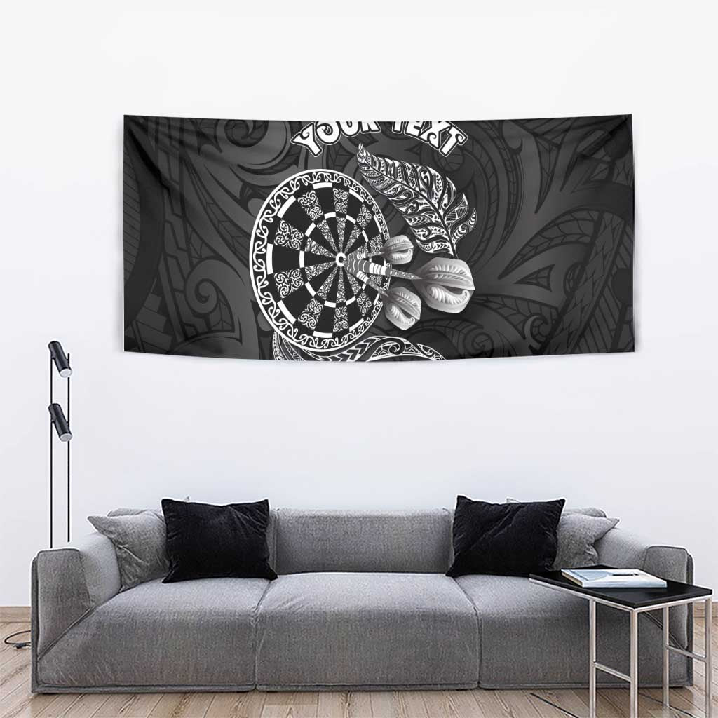 Personalised New Zealand Aotearoa Darts Masters Tapestry Tribal Silver Fern and Ta Moko Dartboard LT03 - Polynesian Pride