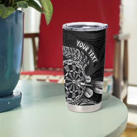 Personalised New Zealand Aotearoa Darts Masters Tumbler Cup Tribal Silver Fern and Ta Moko Dartboard LT03 - Polynesian Pride