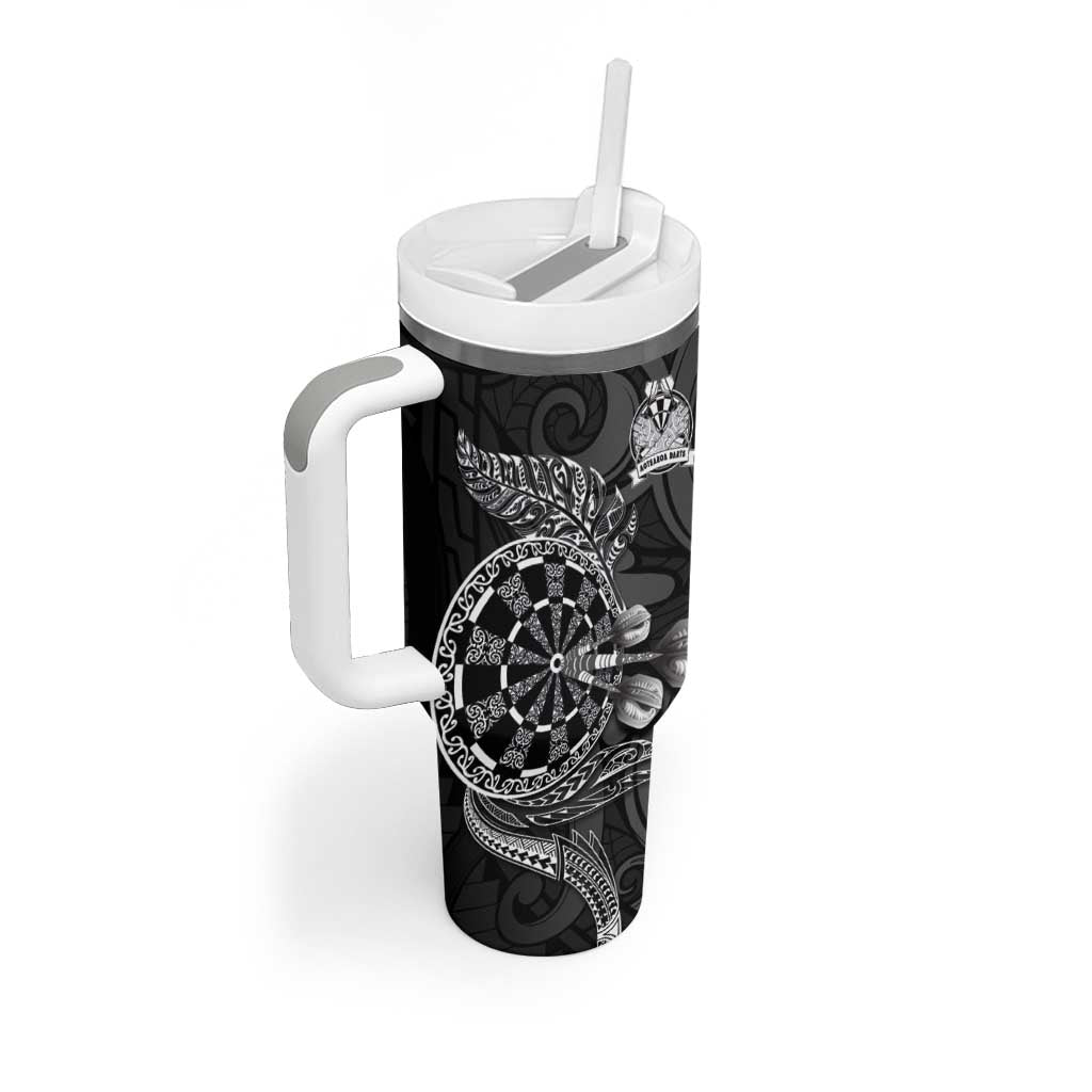Personalised New Zealand Aotearoa Darts Masters Tumbler With Handle Tribal Silver Fern and Ta Moko Dartboard LT03 - Polynesian Pride