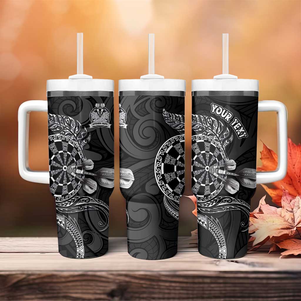 Personalised New Zealand Aotearoa Darts Masters Tumbler With Handle Tribal Silver Fern and Ta Moko Dartboard LT03 - Polynesian Pride