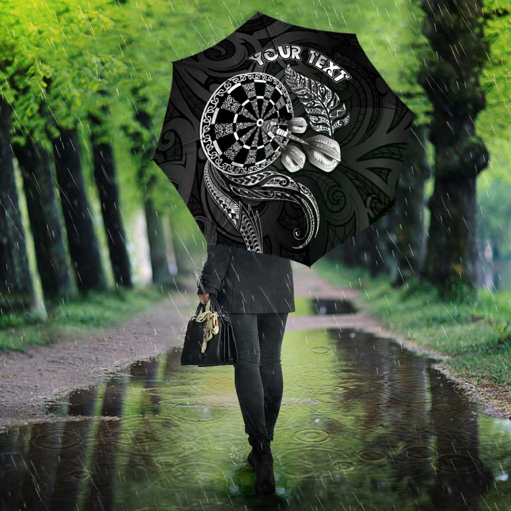 Personalised New Zealand Aotearoa Darts Masters Umbrella Tribal Silver Fern and Ta Moko Dartboard LT03 - Polynesian Pride