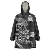 Personalised New Zealand Aotearoa Darts Masters Wearable Blanket Hoodie Tribal Silver Fern and Ta Moko Dartboard LT03 One Size Black - Polynesian Pride