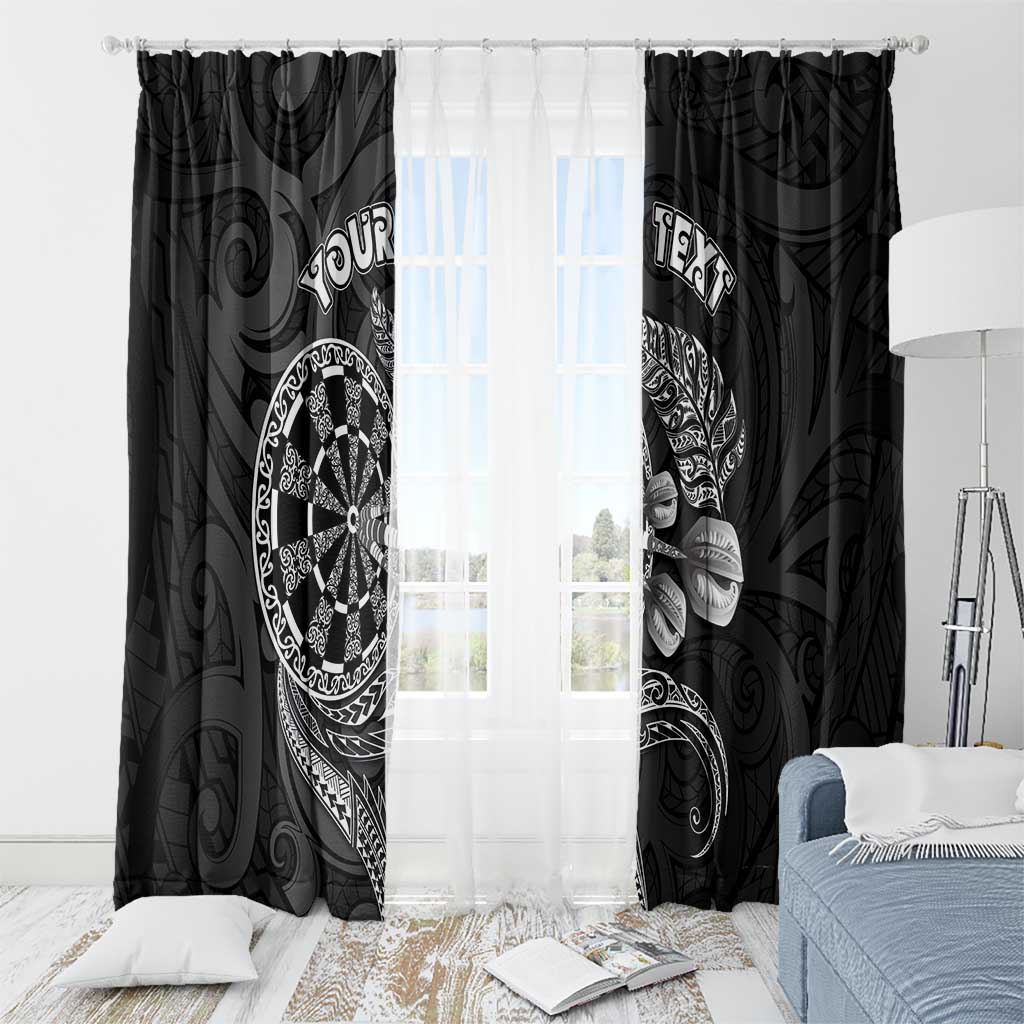 Personalised New Zealand Aotearoa Darts Masters Window Curtain Tribal Silver Fern and Ta Moko Dartboard LT03 - Polynesian Pride