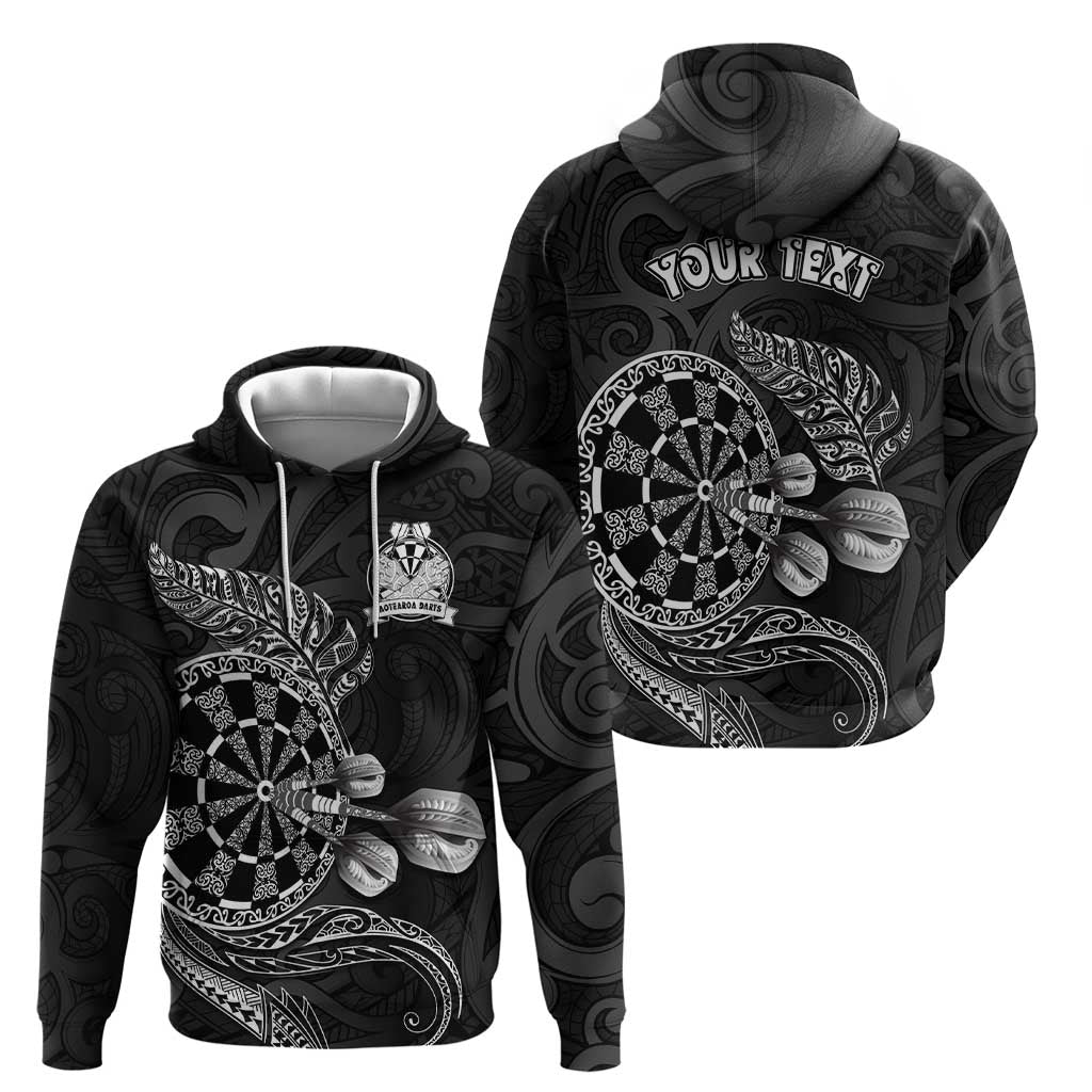 Personalised New Zealand Aotearoa Darts Masters Zip Hoodie Tribal Silver Fern and Ta Moko Dartboard LT03 - Polynesian Pride