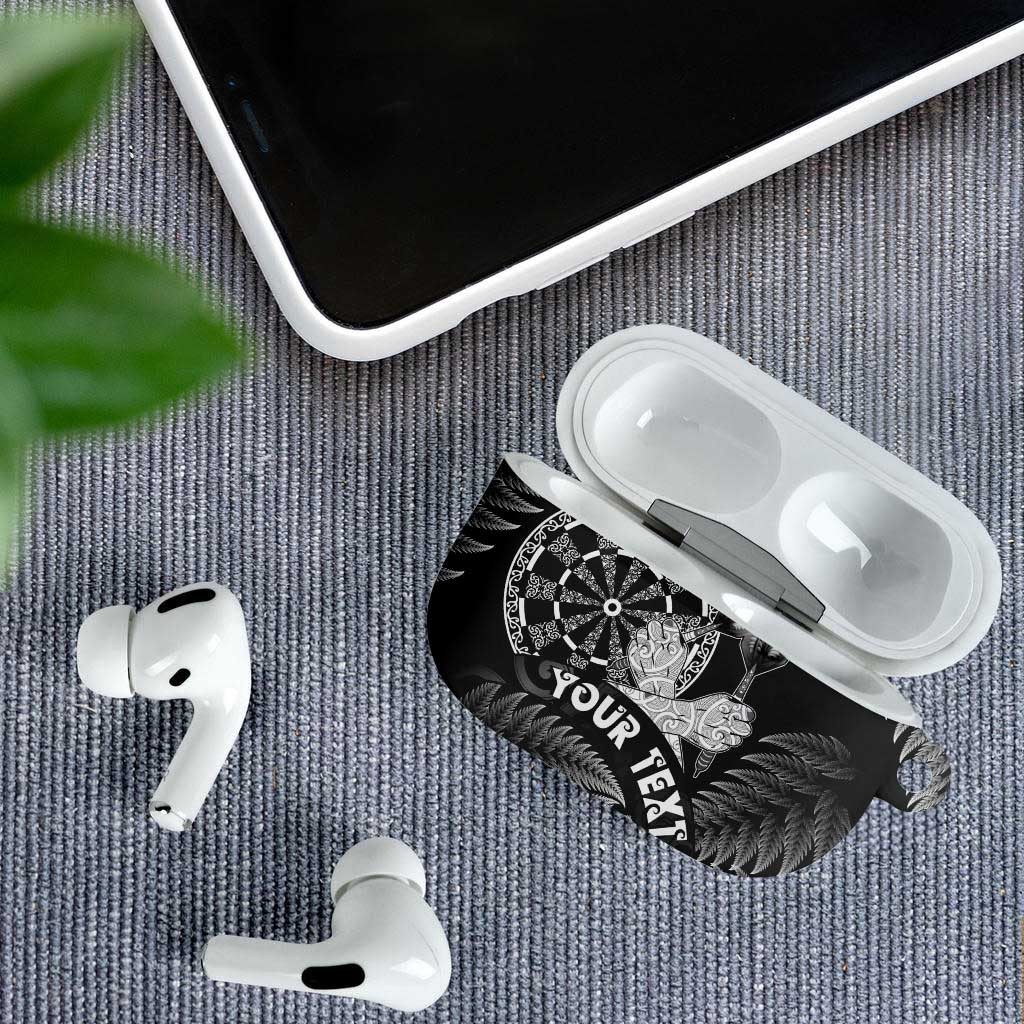 Personalised New Zealand Aotearoa Darts Masters AirPods Case Silver Fern and Maori Spirit LT03 - Polynesian Pride