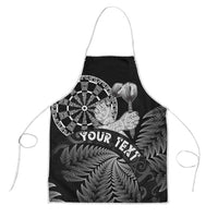 Personalised New Zealand Aotearoa Darts Masters Apron Silver Fern and Maori Spirit LT03 Black - Polynesian Pride