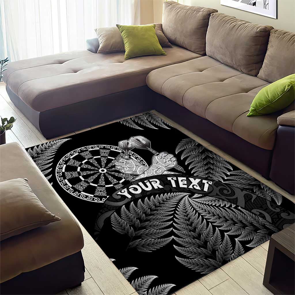 Personalised New Zealand Aotearoa Darts Masters Area Rug Silver Fern and Maori Spirit - Polynesian Pride