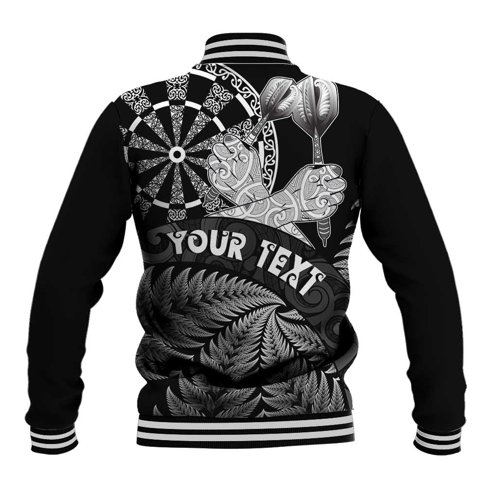 Personalised New Zealand Aotearoa Darts Masters Baseball Jacket Silver Fern and Maori Spirit LT03 - Polynesian Pride