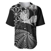 Personalised New Zealand Aotearoa Darts Masters Baseball Jersey Silver Fern and Maori Spirit LT03 Black - Polynesian Pride