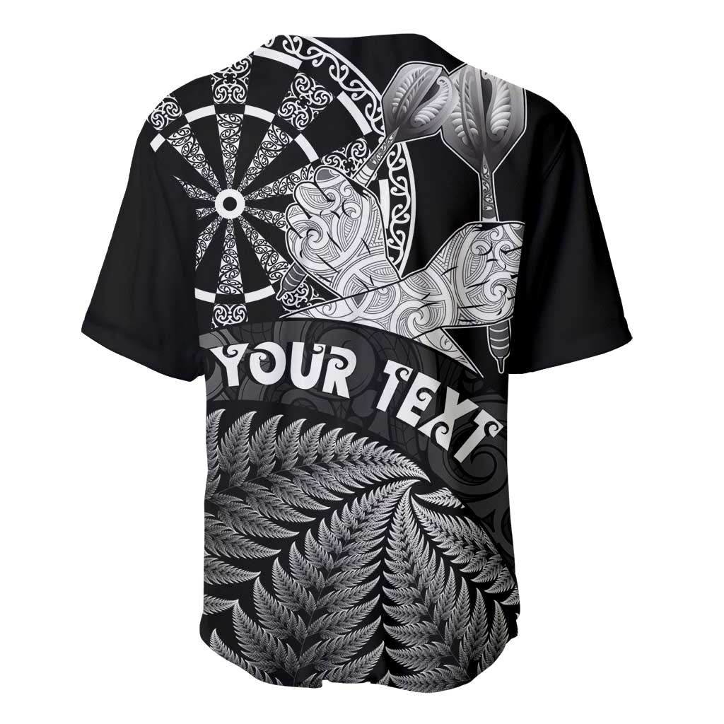 Personalised New Zealand Aotearoa Darts Masters Baseball Jersey Silver Fern and Maori Spirit LT03 - Polynesian Pride
