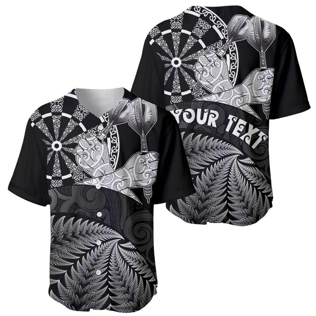 Personalised New Zealand Aotearoa Darts Masters Baseball Jersey Silver Fern and Maori Spirit LT03 - Polynesian Pride