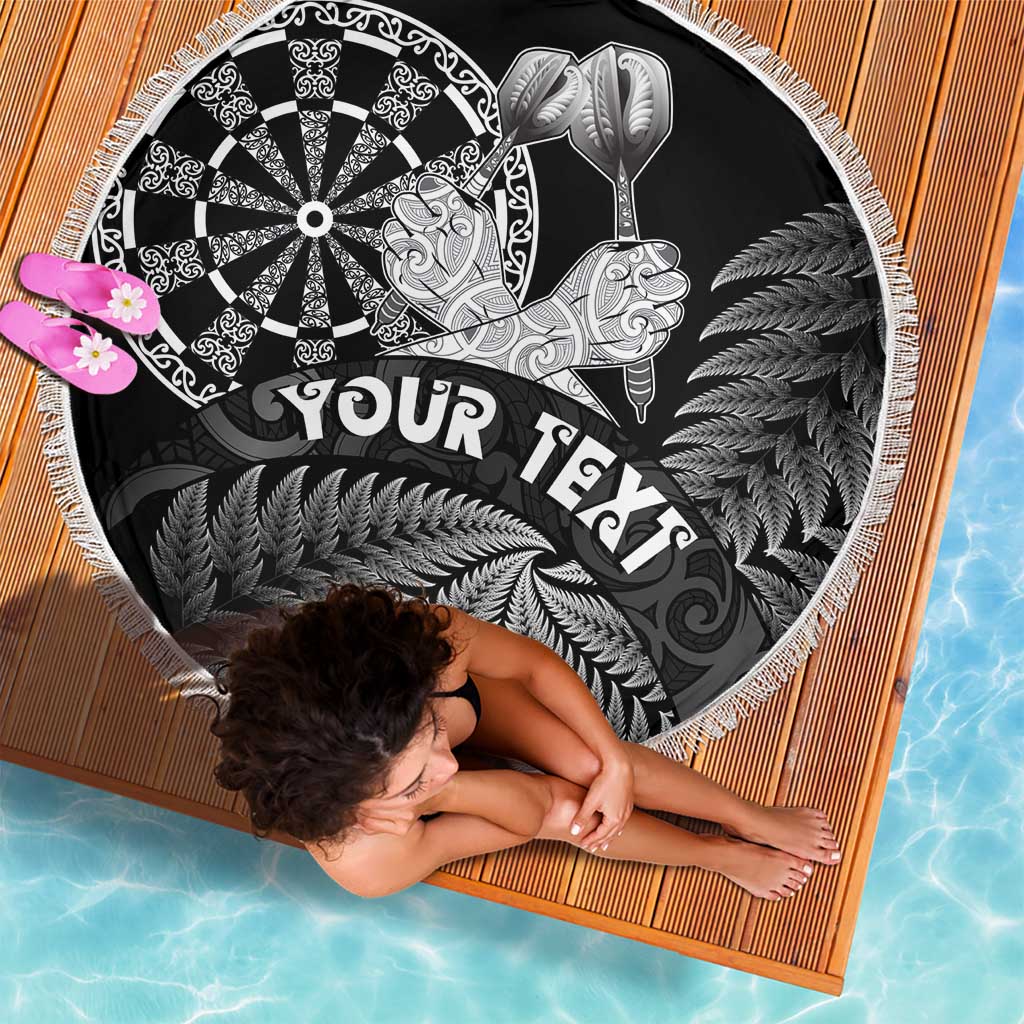 Personalised New Zealand Aotearoa Darts Masters Beach Blanket Silver Fern and Maori Spirit LT03 - Polynesian Pride