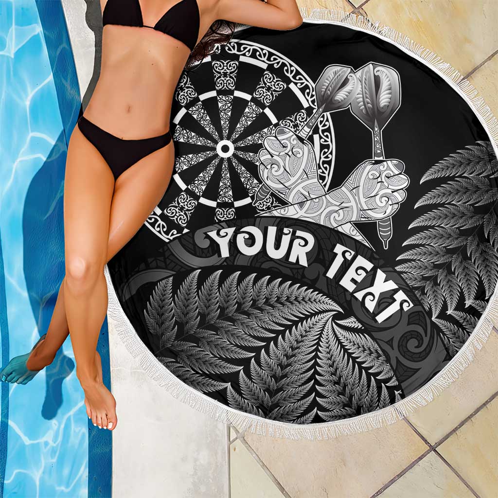 Personalised New Zealand Aotearoa Darts Masters Beach Blanket Silver Fern and Maori Spirit LT03 - Polynesian Pride