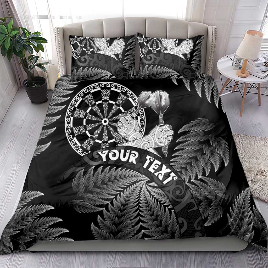 Personalised New Zealand Aotearoa Darts Masters Bedding Set Silver Fern and Maori Spirit - Polynesian Pride