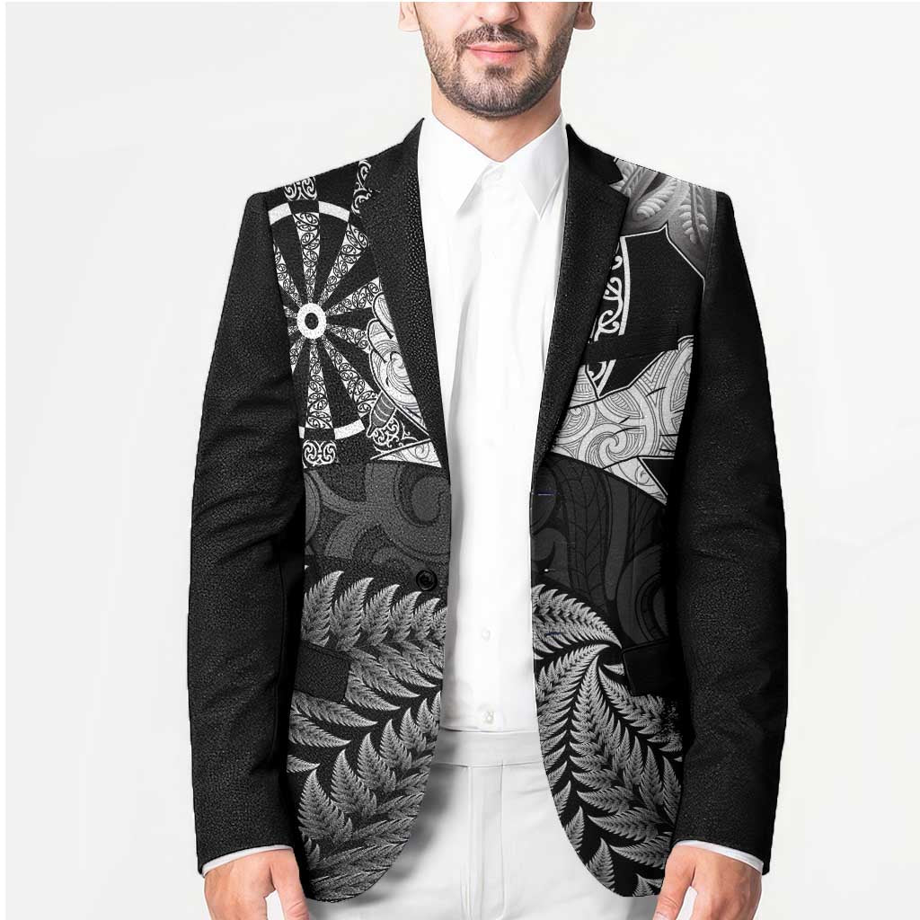 Personalised New Zealand Aotearoa Darts Masters Blazer Silver Fern and Maori Spirit LT03 - Polynesian Pride